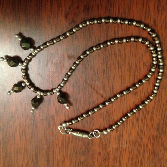 14 1/2" Bronze and Silver Beaded Necklace - Picture 1 of 5